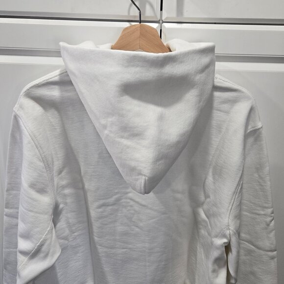 Helmut Lang Logo-Print Hooded Sweatshirt - Chalk White - Picture 9 of 12